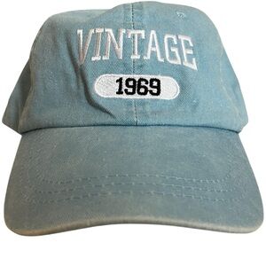h G  "Vintage 1969" Adjustable Light Blue Baseball Cap